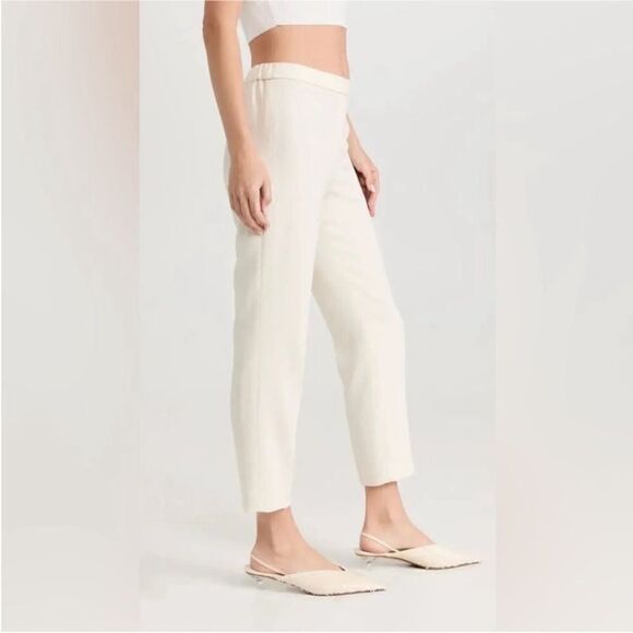 Theory NWT Treeca Pull-On Pant in Striped Admiral Crepe In Rice Size 14 - Picture 4 of 11